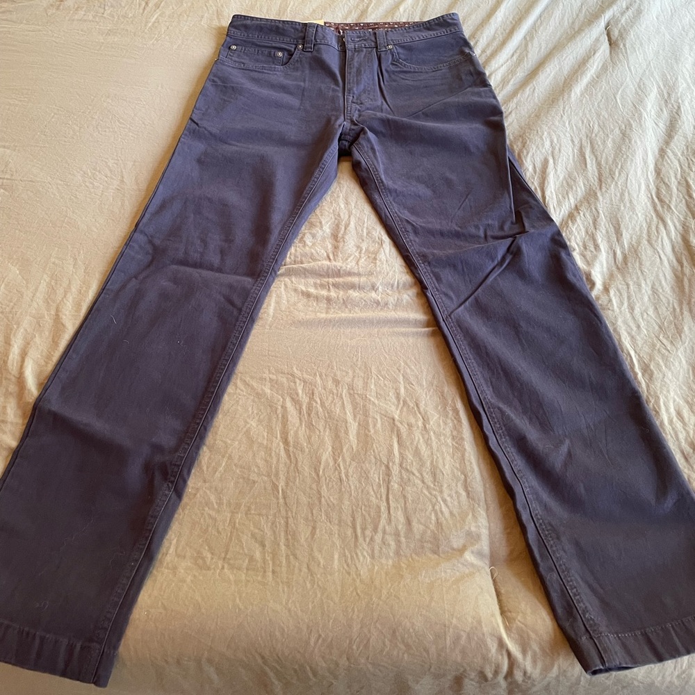 Prana slim 5-pocket chinos “Tucson pants”, 30/30, navy blue.